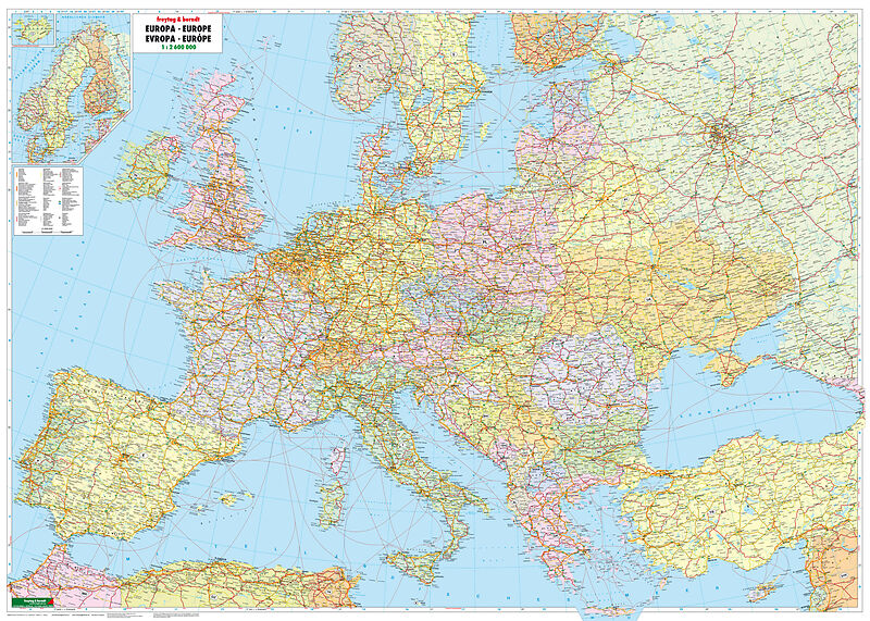 Europa politisch, Wandkarte 1:2.600.000, Magnetmarkiertafel, freytag & berndt