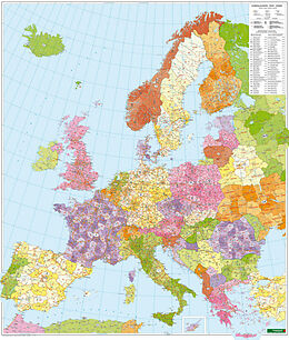 Kartographisches Material Europa Postleitzahlen, Postleitzahlenkarte 1:3,7 Mio., Markiertafel von 