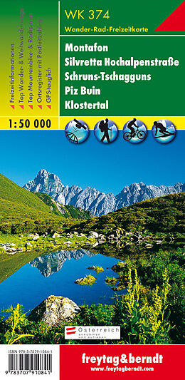 (Land)Karte WK 374 Montafon - Silvretta Hochalpenstraße - Schruns-Tschagguns - Piz Buin - Klostertal, Wanderkarte 1:50.000 von 