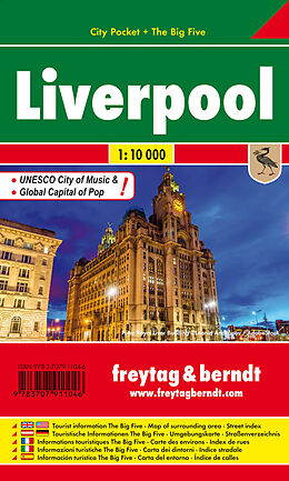 (Land)Karte Liverpool, City Pocket, Stadtplan 1:10.000 von 