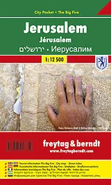 gefaltete (Land)Karte Jerusalem, Stadtplan 1:12.500, City Pocket + The Big Five von 