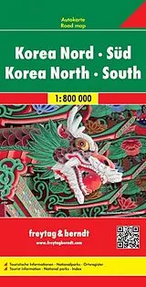 gefaltete (Land)Karte freytag & berndt Straßenkarte Korea Nord - Süd 1:800.000 von 