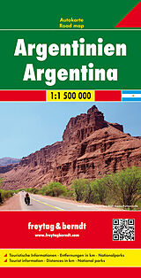gefaltete (Land)Karte Argentinien, Autokarte 1:1,5 Mio. von 