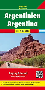 gefaltete (Land)Karte Argentinien, Autokarte 1:1,5 Mio. von 