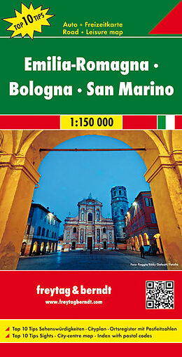 (Land)Karte Emilia-Romagna - Bologna - San Marino, Autokarte 1:150.000, Top 10 Tips von 