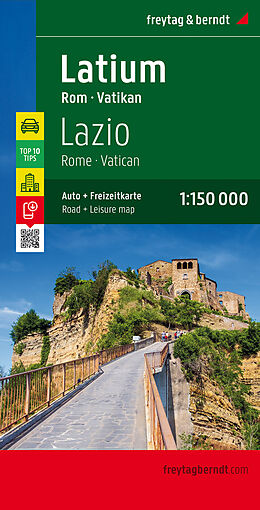 (Land)Karte Latium - Rom - Vatikan, Autokarte 1:150.000, Top 10 Tips von 