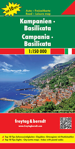 (Land)Karte Kampanien - Basilicata, Autokarte 1:150.000, Top 10 Tips von 