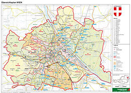 (Land)Karte Wien politisch - A3, Planokarte 1:85.000 von 
