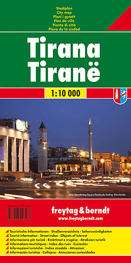 (Land)Karte Tirana, Stadtplan 1:10.000 von 