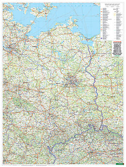 (Land)Karte Wandkarte: Deutschland Ost, Poster, 1:500.000, Metallbestäbt in Rolle von 