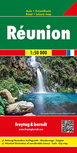 gefaltete (Land)Karte Réunion, Autokarte 1:50.000 von 