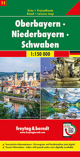 gefaltete (Land)Karte Oberbayern - Niederbayern - Schwaben, Autokarte 1:150 000, Blatt 11 von 