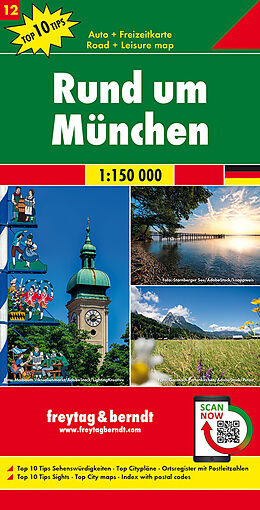 (Land)Karte Rund um München, Autokarte 1:150.000, Top 10 Tips, Blatt 12 von 