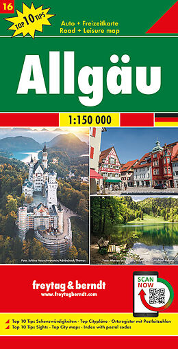 (Land)Karte Allgäu, Autokarte 1:150.000, Top 10 Tips von 