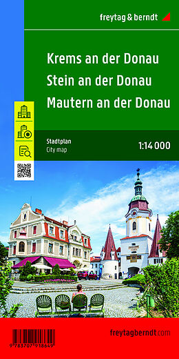 gefaltete (Land)Karte Krems an der Donau mit Stein und Mautern, Stadtplan 1:14.000 von 