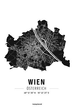 (Land)Karte Wien, Designposter, Hochglanz-Fotopapier von 