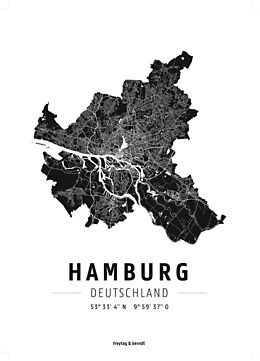 (Land)Karte Hamburg, Designposter von 