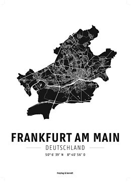 (Land)Karte Frankfurt am Main, Designposter, Hochglanz-Fotopapier von 