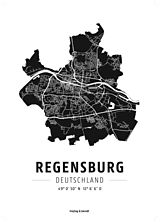 (Land)Karte Regensburg, Designposter, Hochglanz-Fotopapier von 