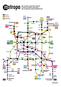 (Land)Karte Metropa - Das europäische Superschnellbahnnetz, Poster, Großformat von 