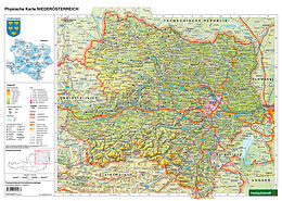 ungefaltete (Land)Karte Schreibtischunterlage DUO, Schulhandkarte Niederösterreich 1:450.000 von 