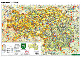 ungefaltete (Land)Karte Schreibtischunterlage DUO, Schulhandkarte Steiermark 1:400.000 von 