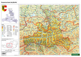 ungefaltete (Land)Karte Schreibtischunterlage DUO, Schulhandkarte Salzburg 1:400.000 von 