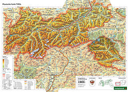 ungefaltete (Land)Karte Schreibtischunterlage DUO, Schulhandkarte Tirol 1:400.000 von 