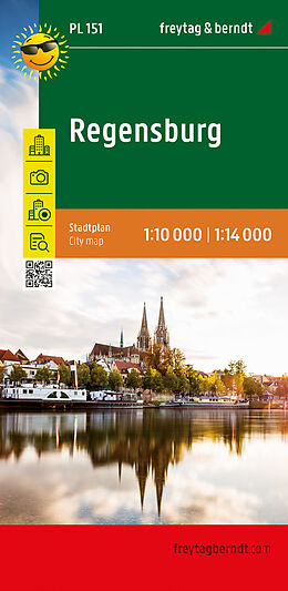 gefaltete (Land)Karte Regensburg, Stadtplan 1:14.000 von 