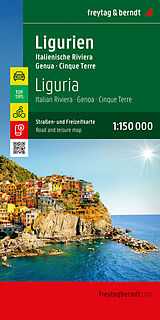 gefaltete (Land)Karte Ligurien, Straßen- und Freizeitkarte 1:150.000, freytag &amp; berndt von 