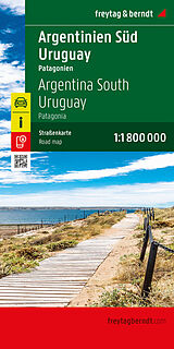 gefaltete (Land)Karte Argentinien Süd - Uruguay, Straßenkarte 1:1.800.000, freytag &amp; berndt von 