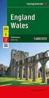 gefaltete (Land)Karte England - Wales, Straßenkarte 1:400.000, freytag & berndt von 