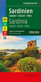 gefaltete (Land)Karte Sardinien, Straßen- und Freizeitkarte 1:150.000, freytag & berndt von 