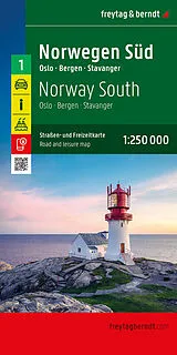 gefaltete (Land)Karte Norwegen Süd, Straßen- und Freizeitkarte 1:250.000, freytag & berndt von 