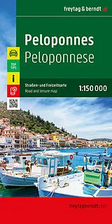 gefaltete (Land)Karte Peloponnes, Straßen- und Freizeitkarte 1:150.000, freytag & berndt von 