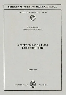 E-Book (pdf) A Short Course on Error Correcting Codes von N. J. A. Sloane