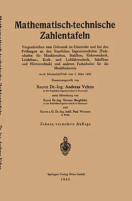 E-Book (pdf) Mathematisch-technische Zahlentafeln von Andreas Velten