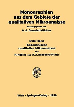 E-Book (pdf) Anorganische Qualitative Mikroanalyse von Hanns Malissa, Anton A. Benedetti-Pichler