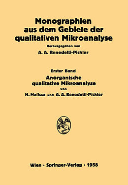 Kartonierter Einband Anorganische Qualitative Mikroanalyse von Hanns Malissa, Anton A. Benedetti-Pichler