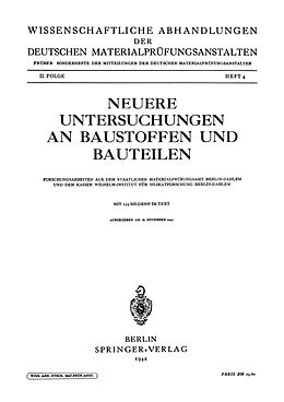 Kartonierter Einband Neuere Untersuchungen an Baustoffen und Bauteilen von Alfred Hummel, Josef Sittel, Kurt Charisius