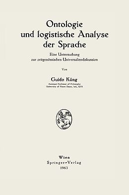E-Book (pdf) Ontologie und logistische Analyse der Sprache von Guido Küng
