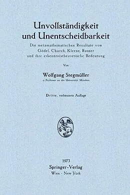 E-Book (pdf) Unvollständigkeit und Unentscheidbarkeit von Wolfgang Stegmüller