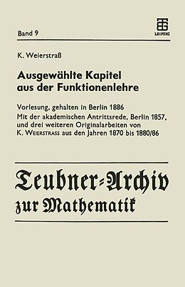 E-Book (pdf) Ausgewählte Kapitel aus der Funktionenlehre von Karl Weierstrass