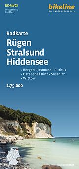 gefaltete (Land)Karte Radkarte Rügen Stralsund Hiddensee (RK-MV03) von 