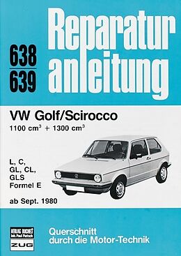 Kartonierter Einband VW Golf / Scirocco LL / S / GL / GLS / Formel E von 