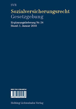 Loseblatt Sozialversicherungsrecht - Gesetzgebung EL 54 von 