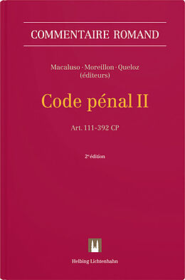 Livre Relié Code pénal II de Joséphine Auberjonois, Jean-Luc Bacher, Tano Barth