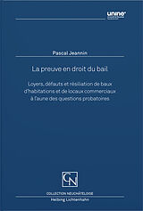 Couverture cartonnée La preuve en droit du bail de Pascal Jeannin