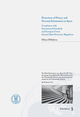 Couverture cartonnée Protection of Privacy and Personal Information in Sport de Olena Oblakova