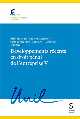 Couverture cartonnée Développements récents en droit pénal de l'entreprise V de 